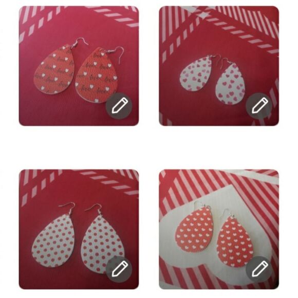 Pretty Leather Valentine Heart Themed Earrings - Your Choice of 2! - Picture 10 of 11